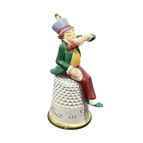 1996 Hallmark Alice in Wonderland Mad Hatter Thimble Ornament Disney Vintage - Picture 2 of 5